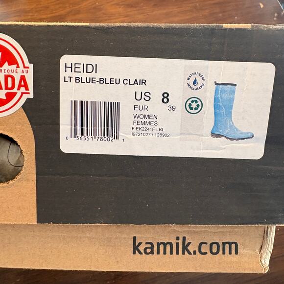 Kamik Womens Heidi Rain Boots 8 Blue NWT Rubber Wellies Tall - Picture 5 of 9